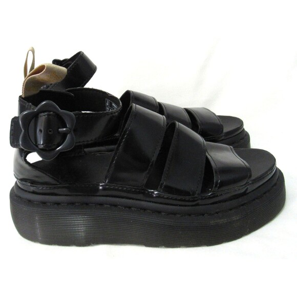 Dr Martens Black Patton Vegan Clarissa Flower Platform Sandals Size 5 EUC - Picture 1 of 9